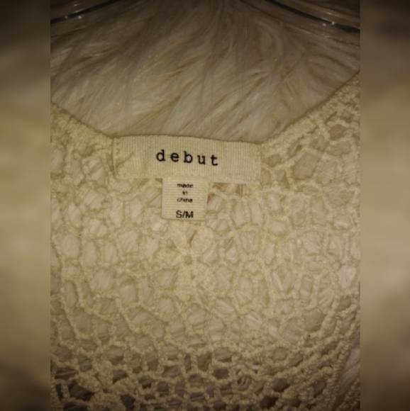 Debut embroidered boho crochet cream tank top size S,M. - Picture 3 of 8